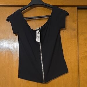 Express Black Zip-Front Crop Top